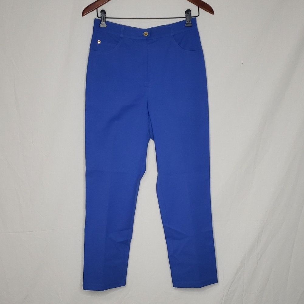 Vintage St. John Sport Womens Straigt Leg Pants Size 2 Blue Old Money 80s Career - Picture 2 of 15